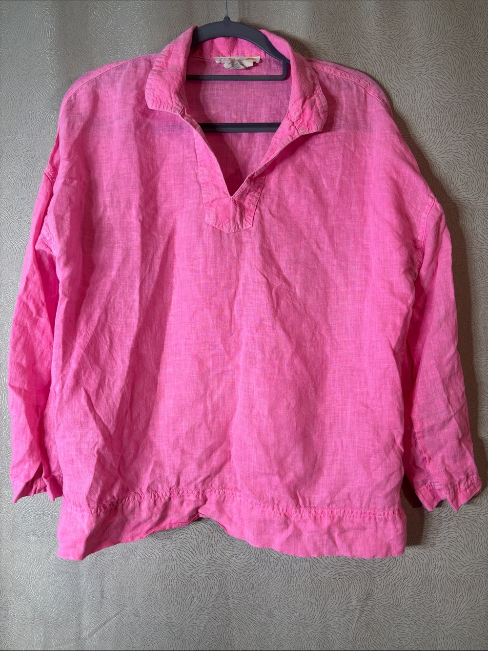 C&C Bright Pink Linen Pullover Top 0283